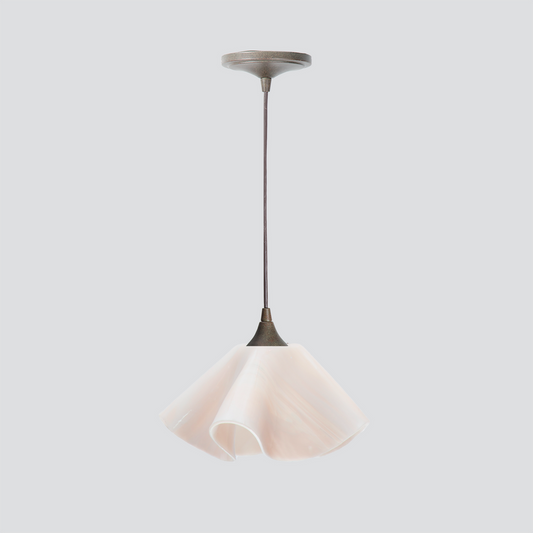 Jezebel Gallery Lily Radiance 9" x 5" Small Champagne Pendant Light With Brown Hardware