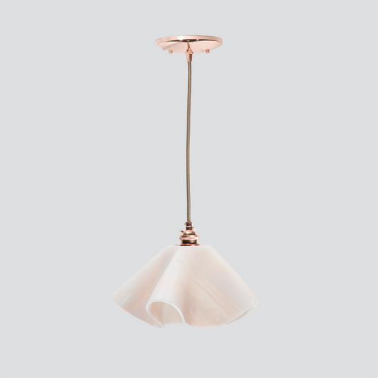 Jezebel Gallery Lily Radiance 9" x 5" Small Champagne Pendant Light With Copper Hardware