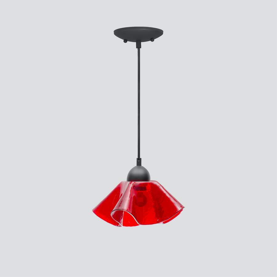 Jezebel Gallery Lily Radiance 9" x 5" Small Cherry Ruby Pendant Light With Black Hardware