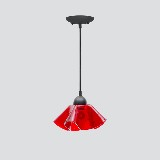 Jezebel Gallery Lily Radiance 9" x 5" Small Cherry Ruby Pendant Light With Black Hardware