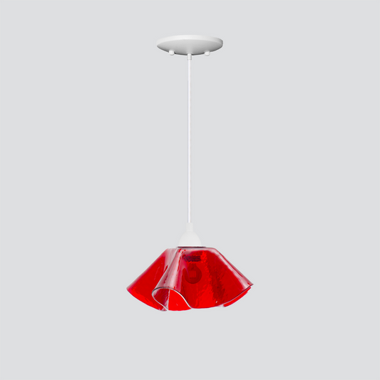 Jezebel Gallery Lily Radiance 9" x 5" Small Cherry Ruby Pendant Light With White Hardware