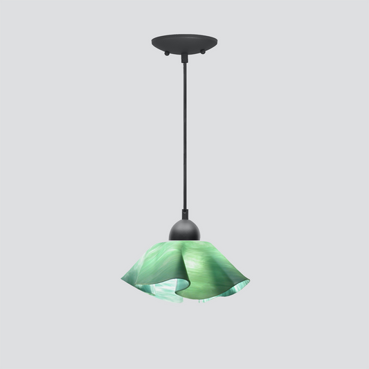 Jezebel Gallery Lily Radiance 9" x 5" Small Seafoam Green Pendant Light With Black Hardware