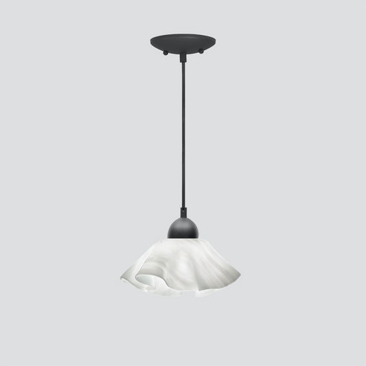 Jezebel Gallery Lily Radiance 9" x 5" Small White Cloud Pendant Light With Black Hardware