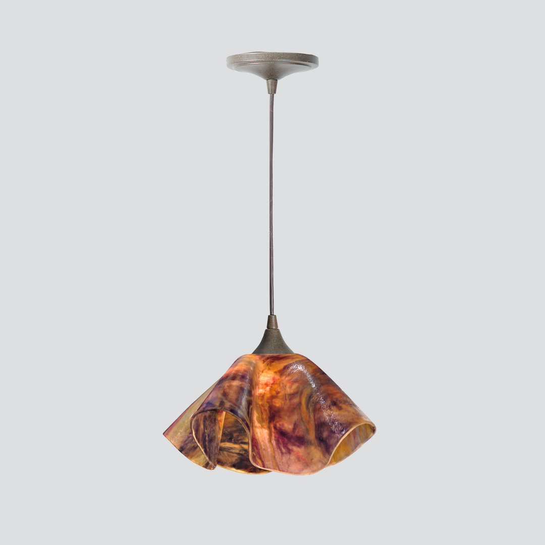 Jezebel Gallery Lily Signature 11" x 7" Large Black Eyed Susan Pendant Light With Brown Hardware