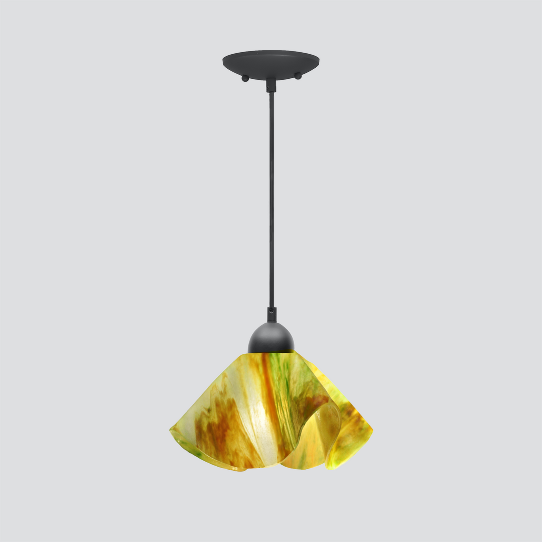 Jezebel Gallery Lily Signature 11" x 7" Large Buttercup Pendant Light With Black Hardware