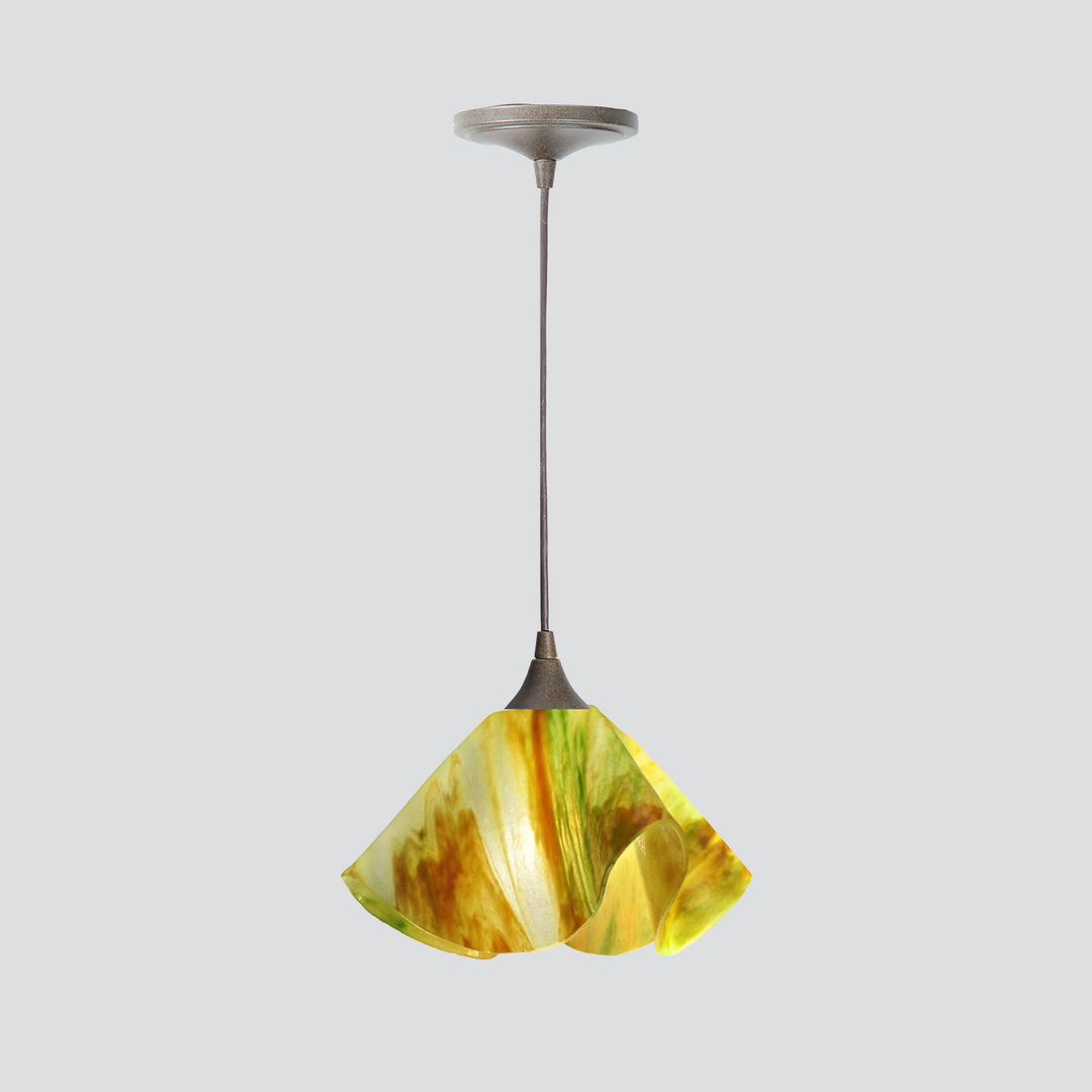 Jezebel Gallery Lily Signature 11" x 7" Large Buttercup Pendant Light With Brown Hardware