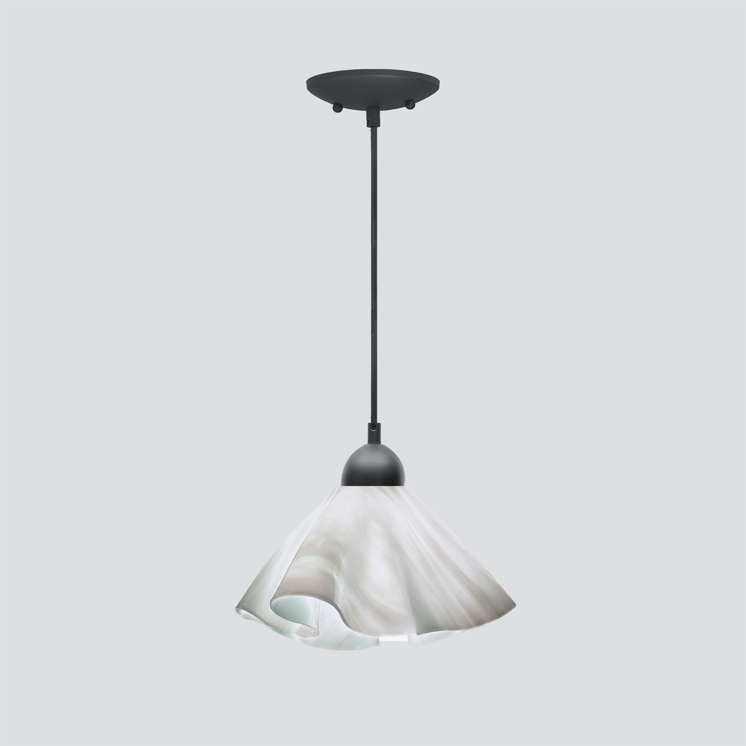 Jezebel Gallery Lily Signature 11" x 7" Large Lotus Pendant Light With Black Hardware