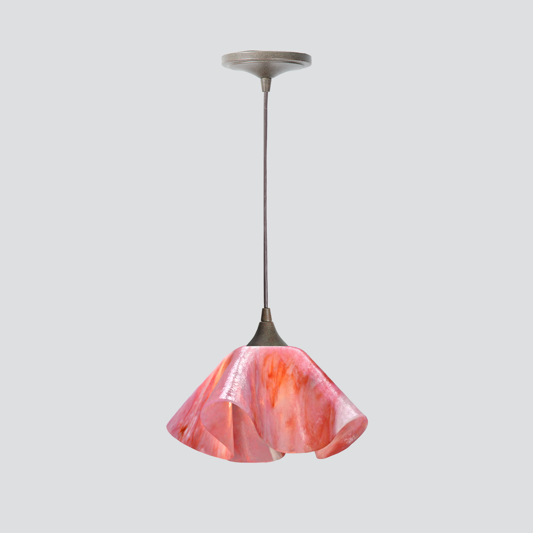 Jezebel Gallery Lily Signature 11" x 7" Large Peony Pendant Light With Brown Hardware