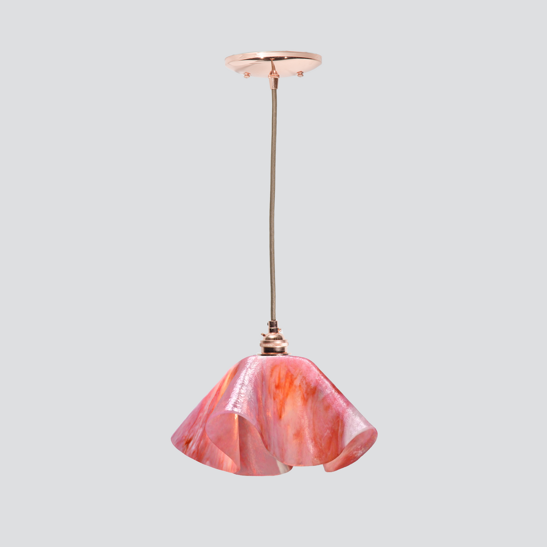 Jezebel Gallery Lily Signature 11" x 7" Large Peony Pendant Light With Copper Hardware