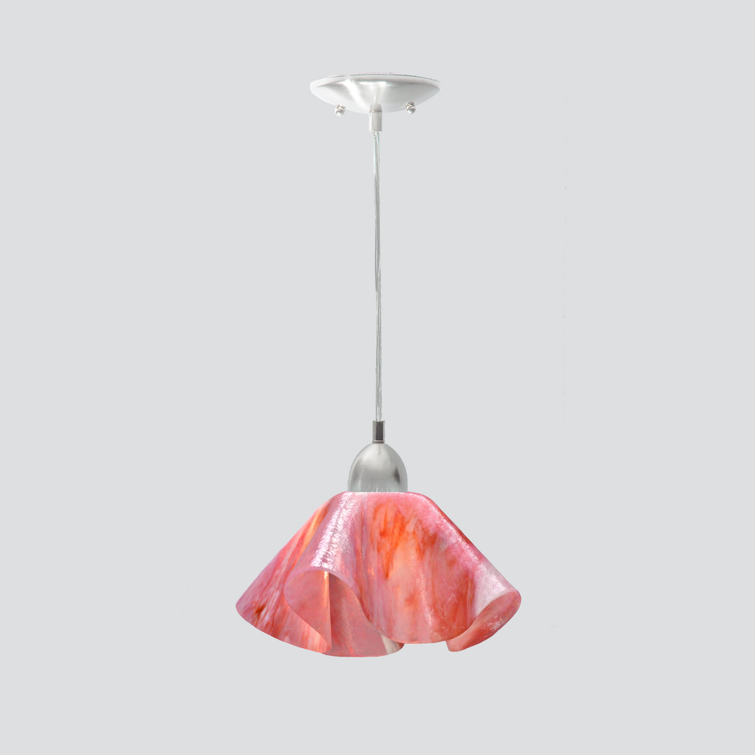 Jezebel Gallery Lily Signature 11" x 7" Large Peony Pendant Light With Nickel Hardware