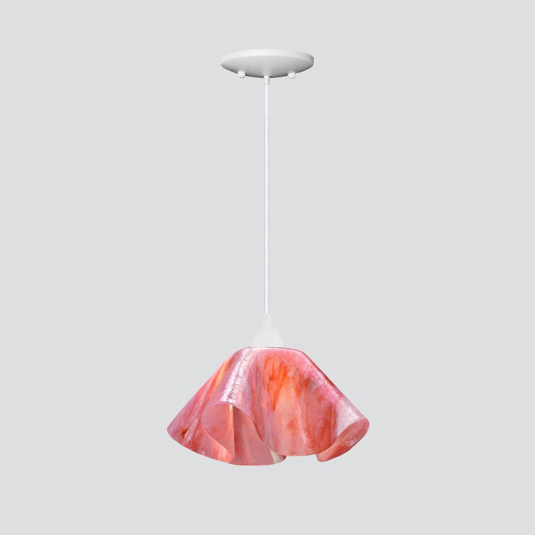 Jezebel Gallery Lily Signature 11" x 7" Large Peony Pendant Light With White Hardware