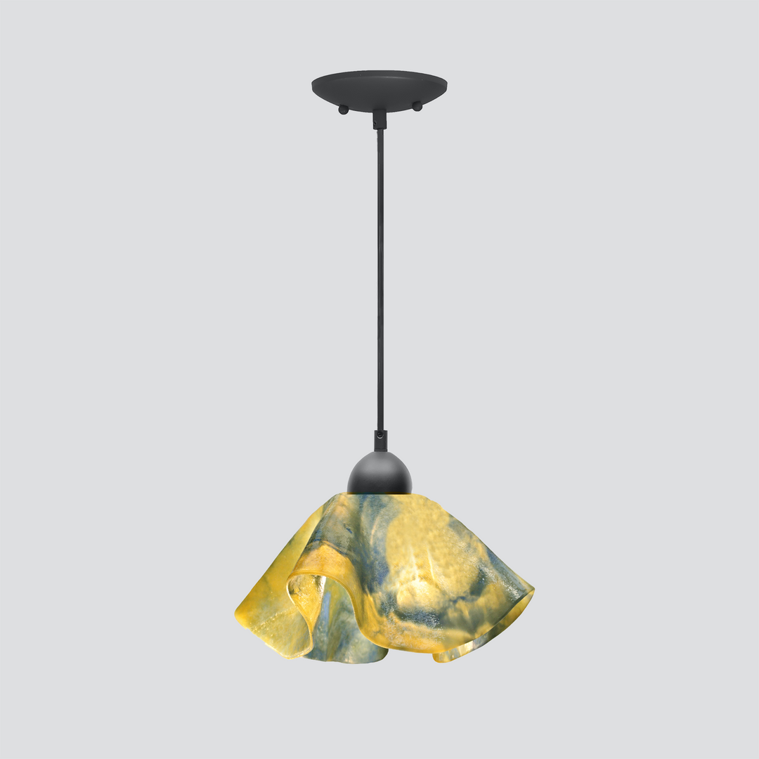 Jezebel Gallery Lily Signature 11" x 7" Large Strawflower Pendant Light With Black Hardware