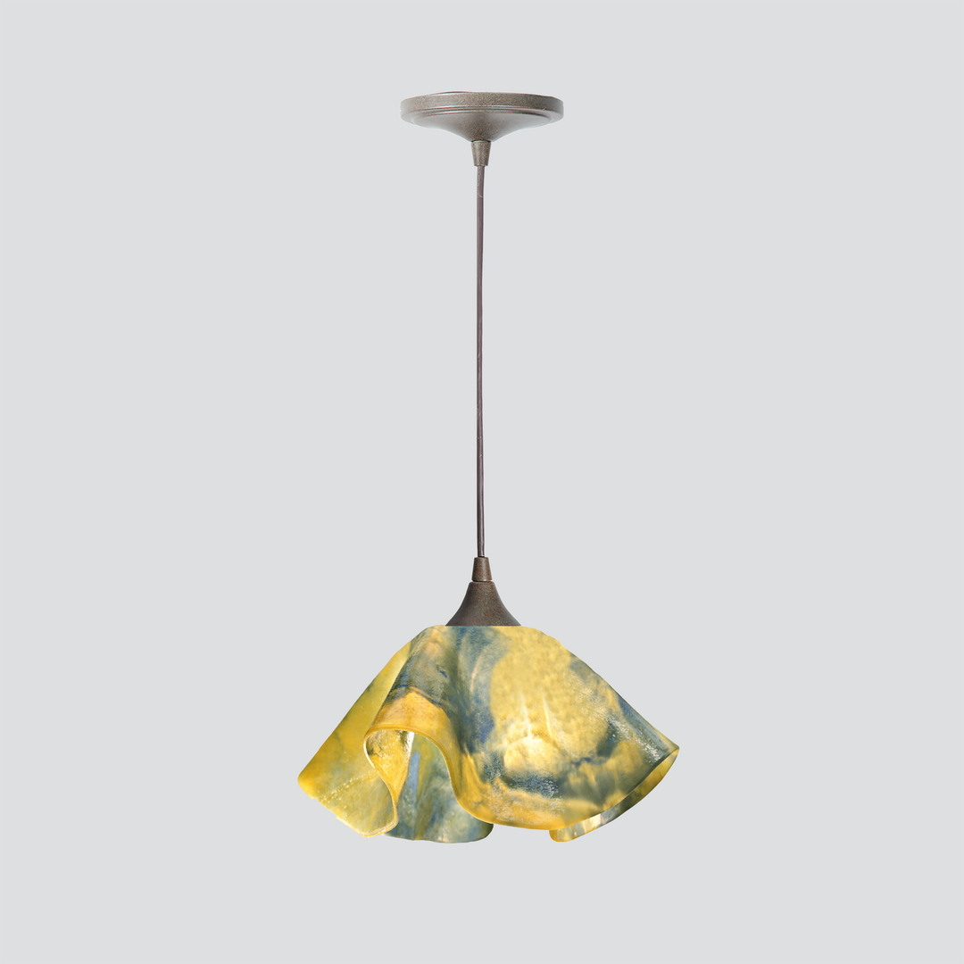 Jezebel Gallery Lily Signature 11" x 7" Large Strawflower Pendant Light With Brown Hardware