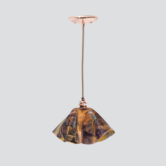 Jezebel Gallery Lily Signature 11" x 7" Large Wild Iris Pendant Light With Copper Hardware