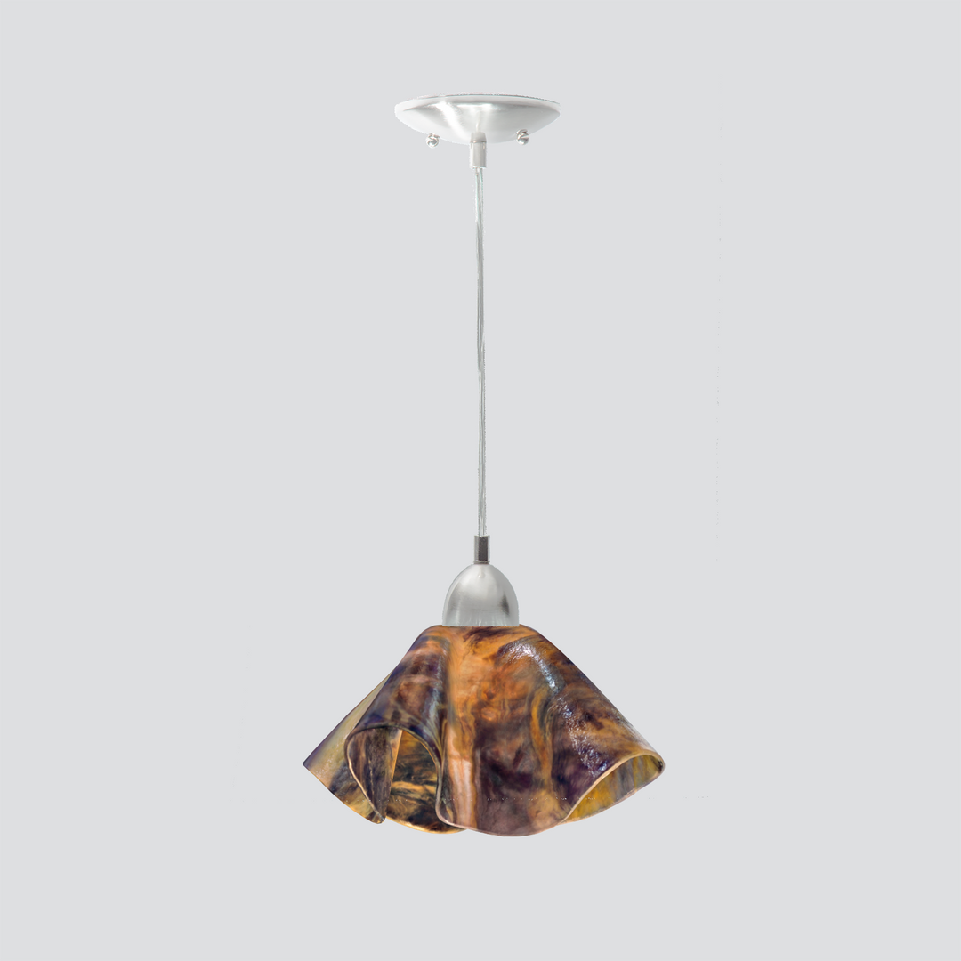 Jezebel Gallery Lily Signature 11" x 7" Large Wild Iris Pendant Light With Nickel Hardware