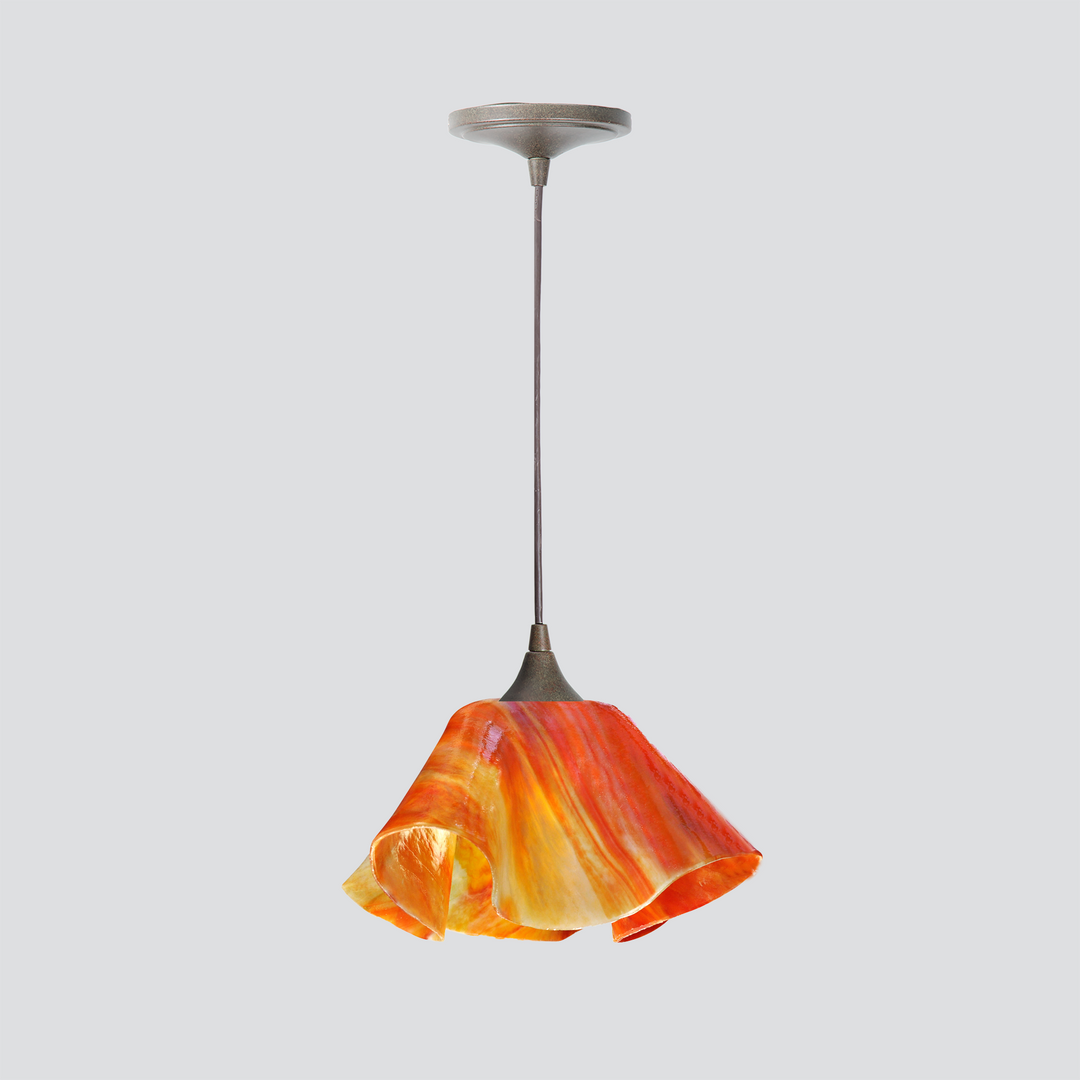 Jezebel Gallery Lily Signature 11" x 7" Large Zinna Pendant Light With Brown Hardware