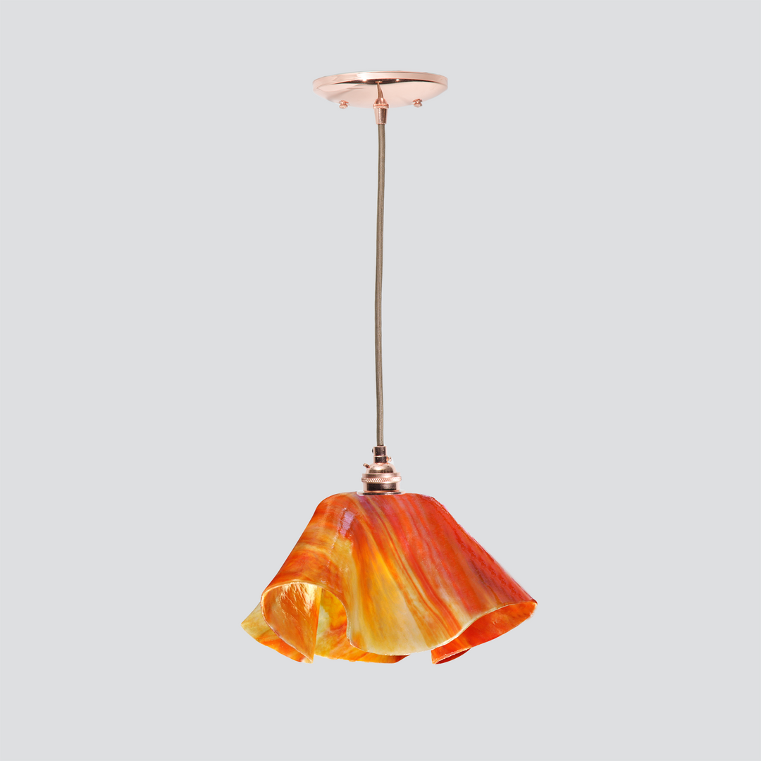 Jezebel Gallery Lily Signature 11" x 7" Large Zinna Pendant Light With Copper Hardware