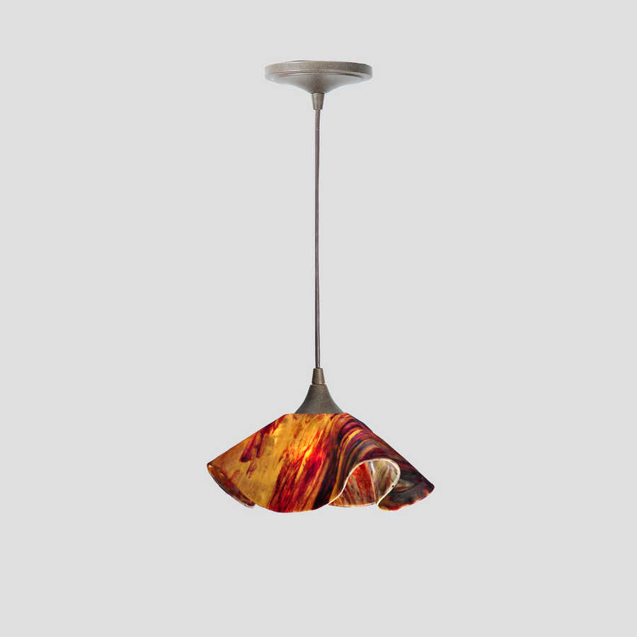 Jezebel Gallery Lily Signature 9" x 5" Small Begonia Pendant Light With Brown Hardware