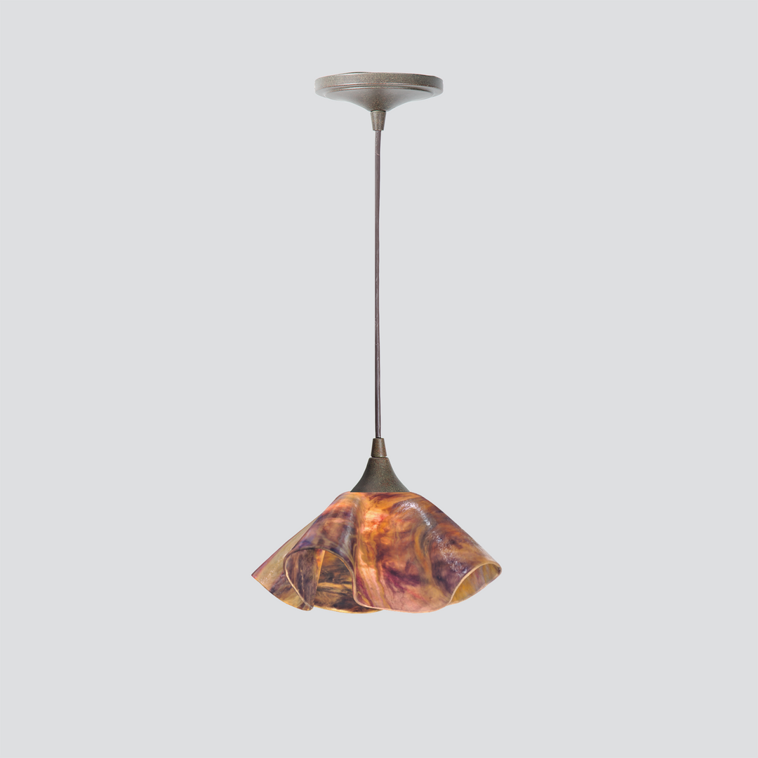 Jezebel Gallery Lily Signature 9" x 5" Small Black Eyed Susan Pendant Light With Brown Hardware