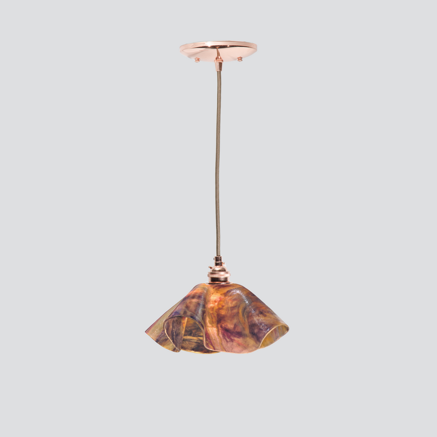 Jezebel Gallery Lily Signature 9" x 5" Small Black Eyed Susan Pendant Light With Copper Hardware