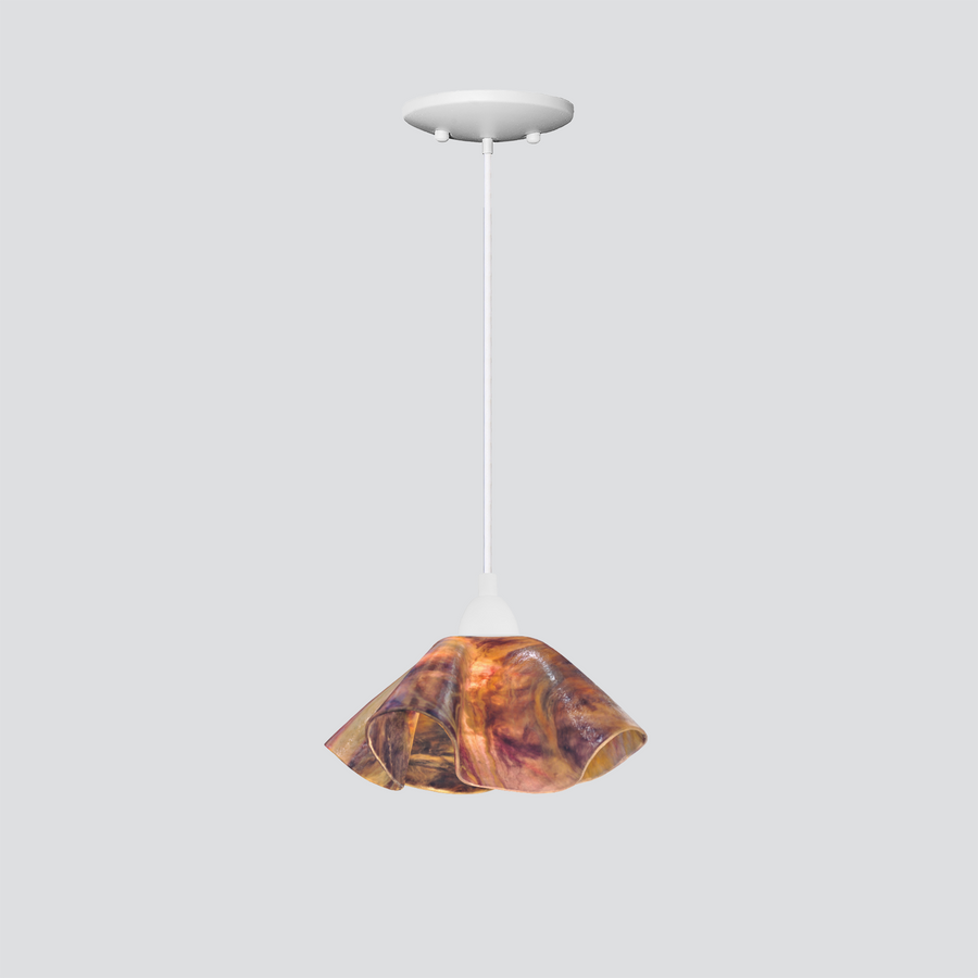 Jezebel Gallery Lily Signature 9" x 5" Small Black Eyed Susan Pendant Light With White Hardware