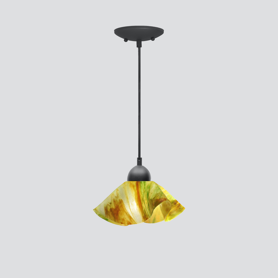 Jezebel Gallery Lily Signature 9" x 5" Small Buttercup Pendant Light With Black Hardware