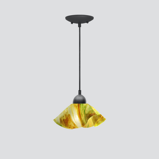 Jezebel Gallery Lily Signature 9" x 5" Small Buttercup Pendant Light With Black Hardware