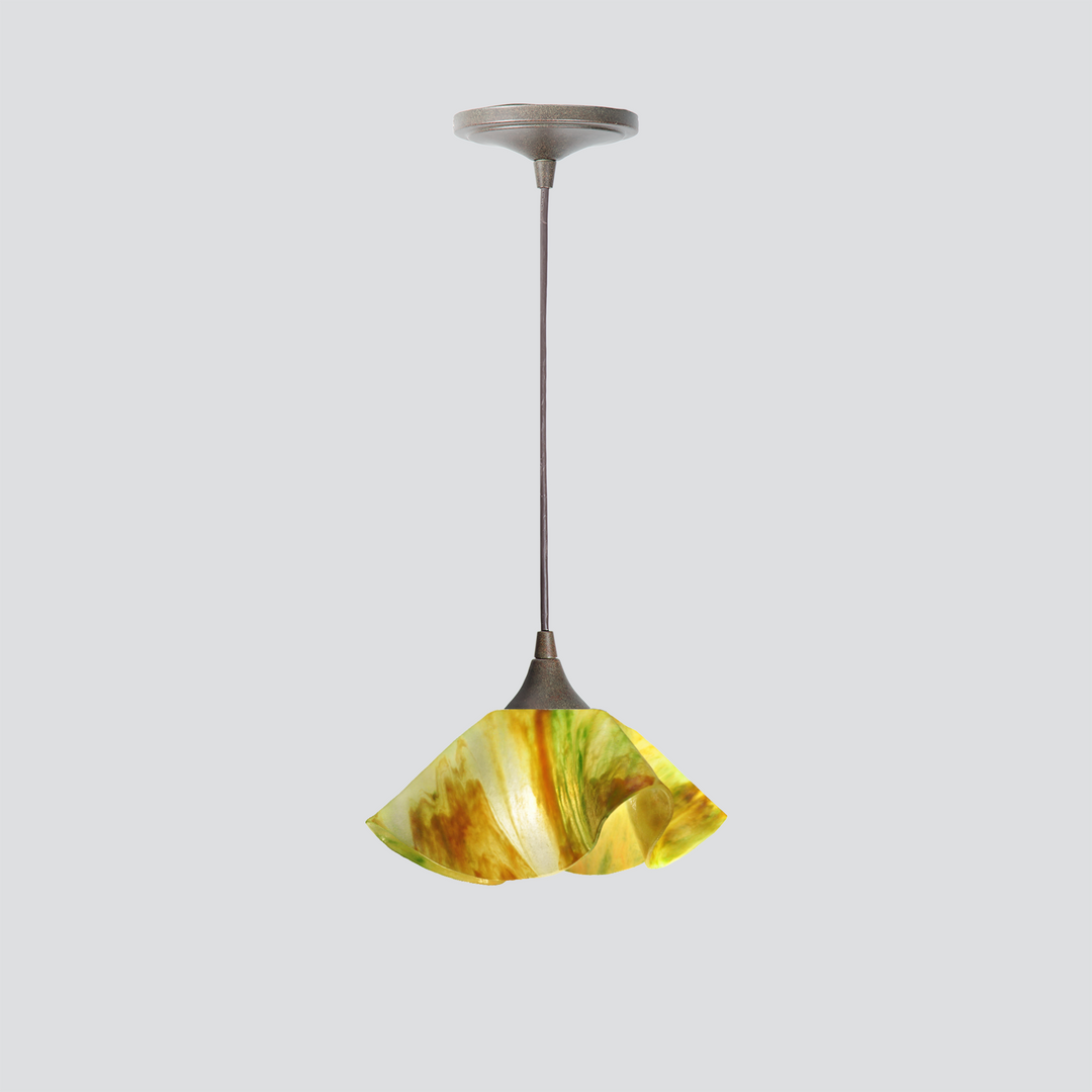 Jezebel Gallery Lily Signature 9" x 5" Small Buttercup Pendant Light With Brown Hardware