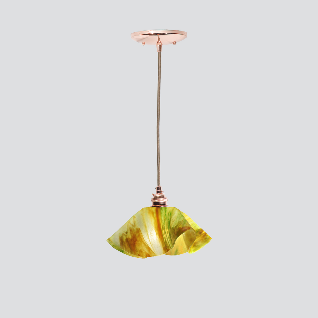 Jezebel Gallery Lily Signature 9" x 5" Small Buttercup Pendant Light With Copper Hardware