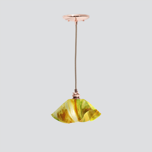 Jezebel Gallery Lily Signature 9" x 5" Small Buttercup Pendant Light With Copper Hardware