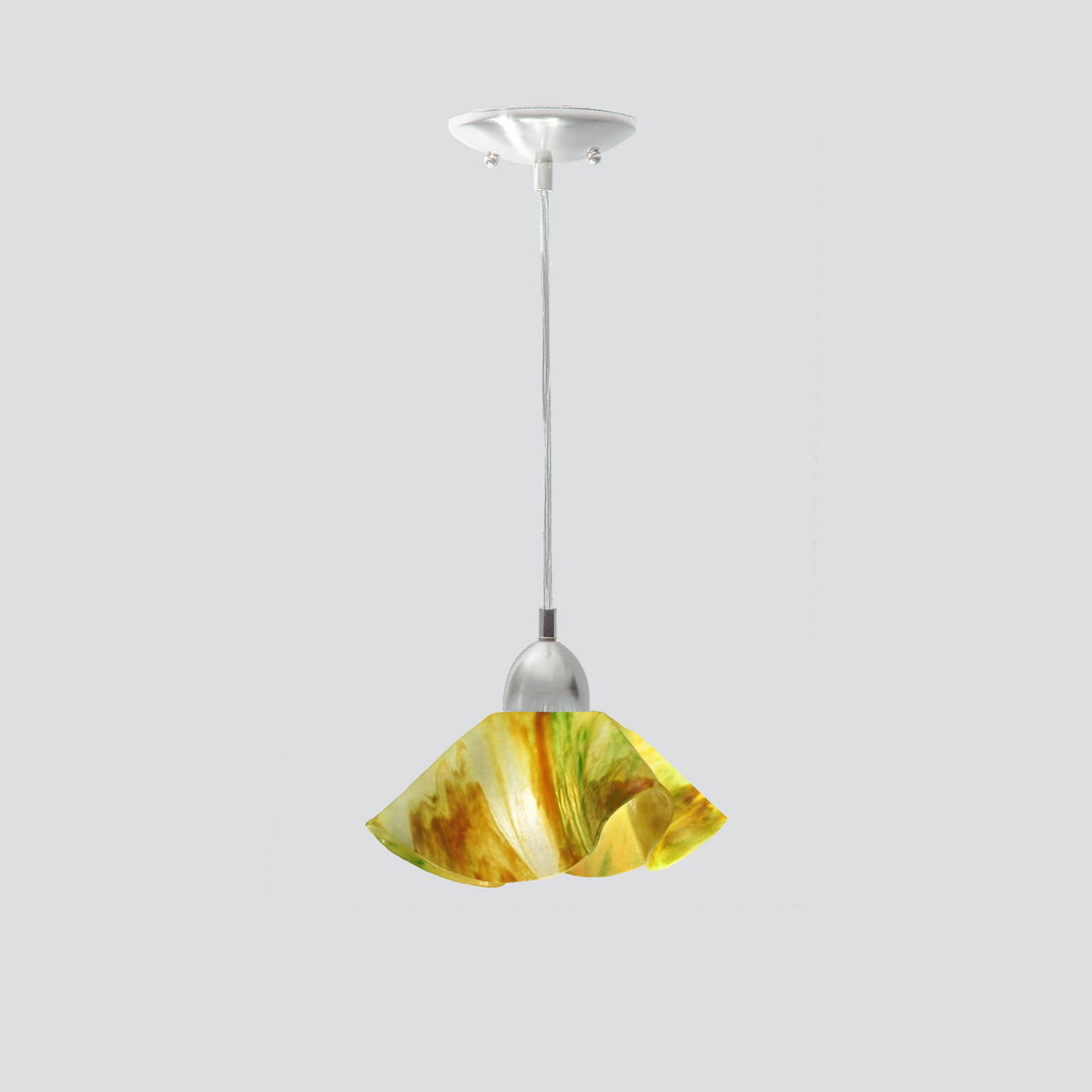Jezebel Gallery Lily Signature 9" x 5" Small Buttercup Pendant Light With Nickel Hardware