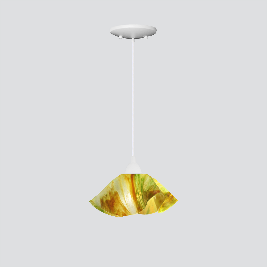 Jezebel Gallery Lily Signature 9" x 5" Small Buttercup Pendant Light With White Hardware