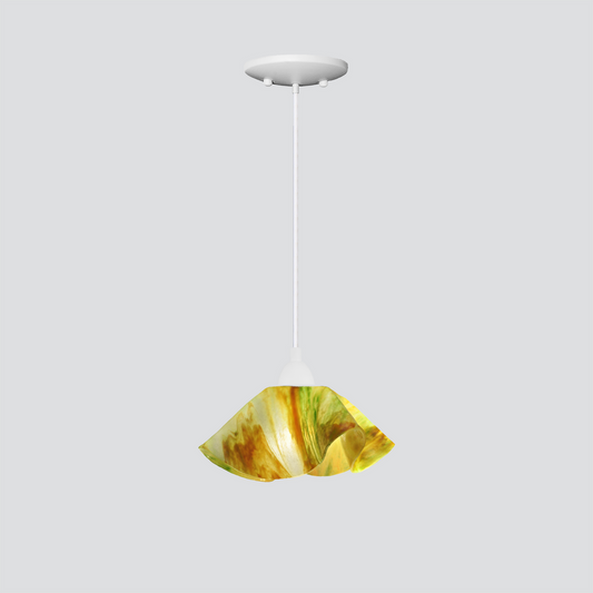 Jezebel Gallery Lily Signature 9" x 5" Small Buttercup Pendant Light With White Hardware