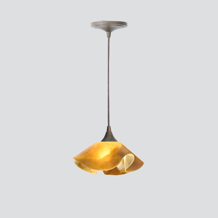Jezebel Gallery Lily Signature 9" x 5" Small Honeysuckle Pendant Light With Brown Hardware