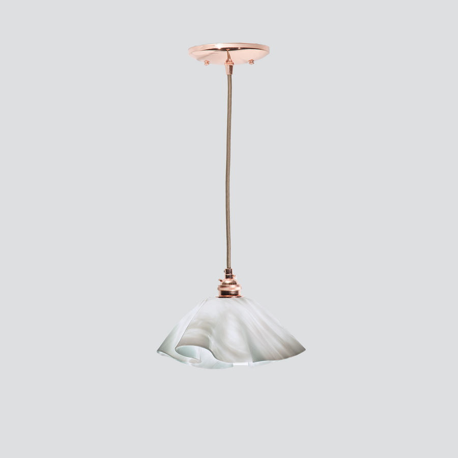 Jezebel Gallery Lily Signature 9" x 5" Small Lotus Pendant Light With Copper Hardware