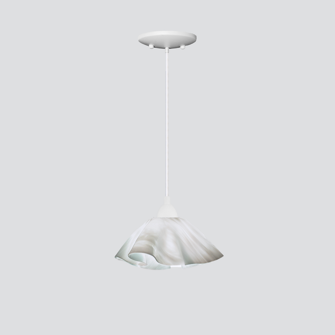 Jezebel Gallery Lily Signature 9" x 5" Small Lotus Pendant Light With White Hardware