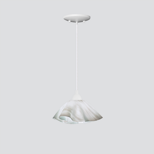 Jezebel Gallery Lily Signature 9" x 5" Small Lotus Pendant Light With White Hardware