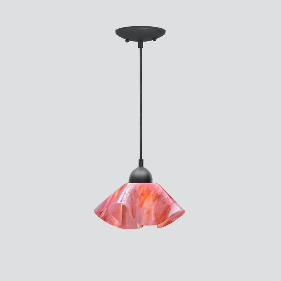Jezebel Gallery Lily Signature 9" x 5" Small Peony Pendant Light With Black Hardware