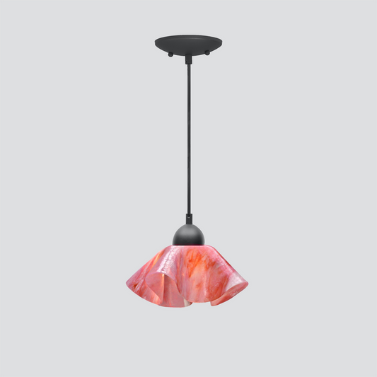 Jezebel Gallery Lily Signature 9" x 5" Small Peony Pendant Light With Black Hardware