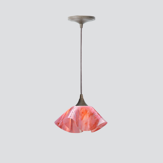 Jezebel Gallery Lily Signature 9" x 5" Small Peony Pendant Light With Brown Hardware