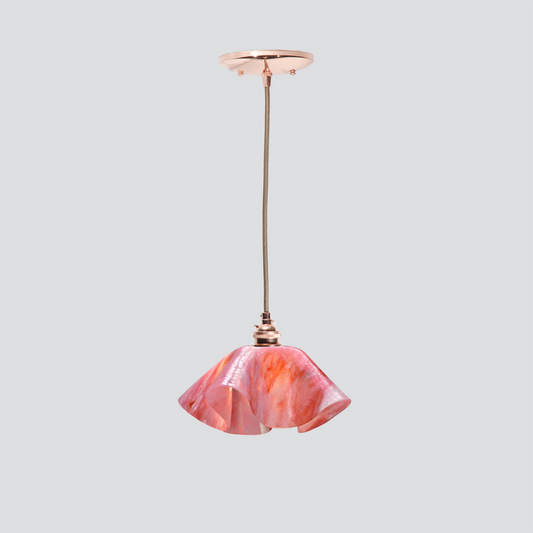 Jezebel Gallery Lily Signature 9" x 5" Small Peony Pendant Light With Copper Hardware