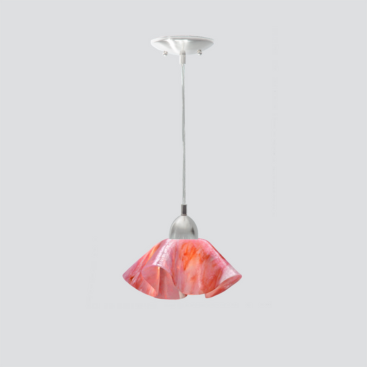 Jezebel Gallery Lily Signature 9" x 5" Small Peony Pendant Light With Nickel Hardware