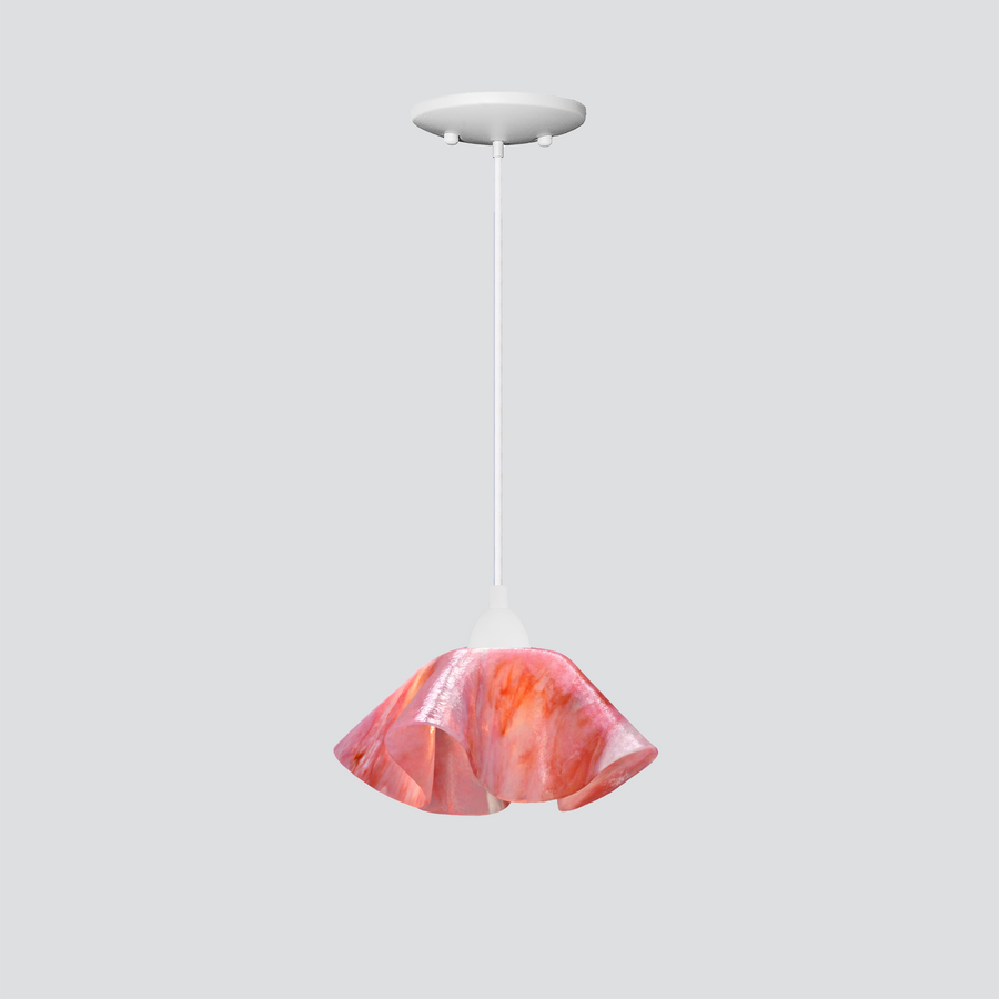 Jezebel Gallery Lily Signature 9" x 5" Small Peony Pendant Light With White Hardware