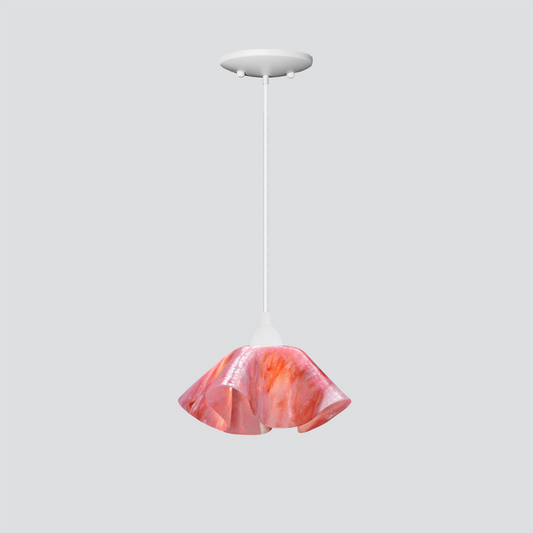 Jezebel Gallery Lily Signature 9" x 5" Small Peony Pendant Light With White Hardware