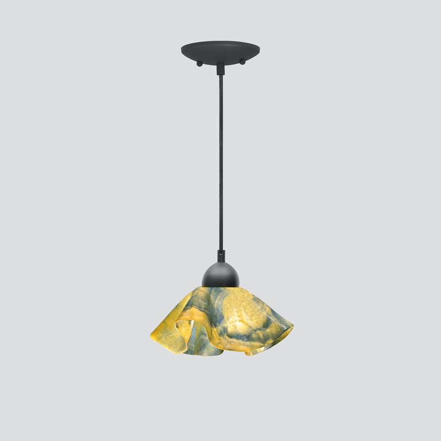 Jezebel Gallery Lily Signature 9" x 5" Small Strawflower Pendant Light With Black Hardware