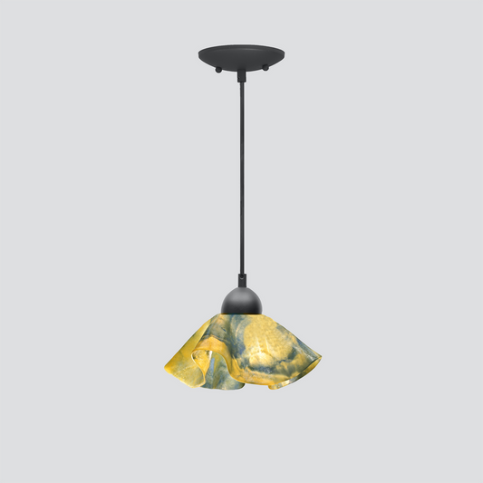 Jezebel Gallery Lily Signature 9" x 5" Small Strawflower Pendant Light With Black Hardware