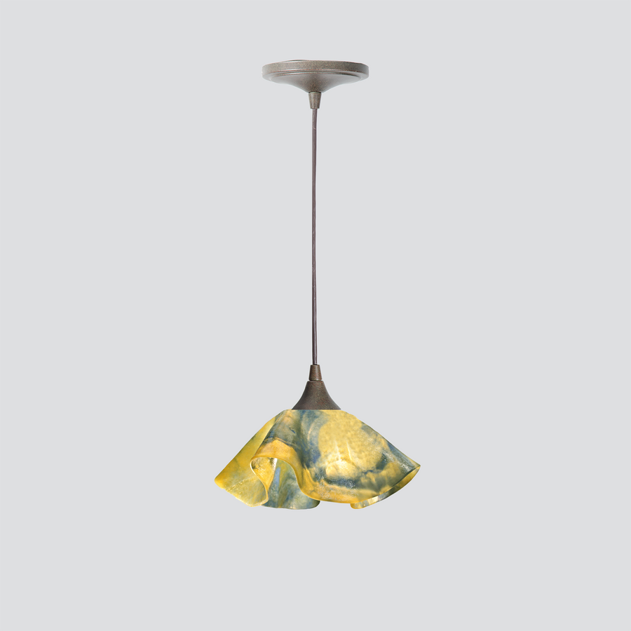 Jezebel Gallery Lily Signature 9" x 5" Small Strawflower Pendant Light With Brown Hardware