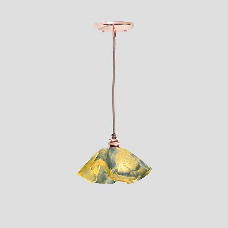 Jezebel Gallery Lily Signature 9" x 5" Small Strawflower Pendant Light With Copper Hardware