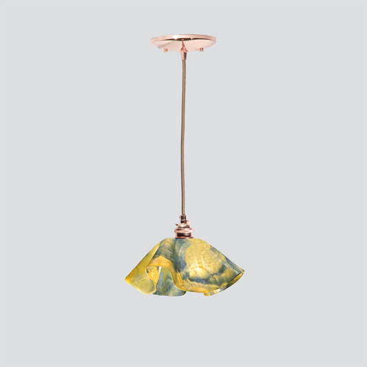 Jezebel Gallery Lily Signature 9" x 5" Small Strawflower Pendant Light With Copper Hardware