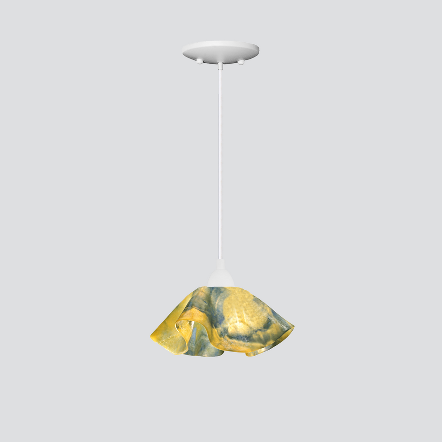 Jezebel Gallery Lily Signature 9" x 5" Small Strawflower Pendant Light With White Hardware